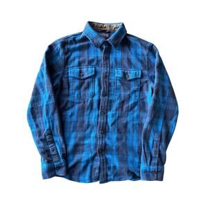 L.L. Bean Signature Slim Fit M Blue Buffalo Plaid Flannel Shirt Long Sleeve